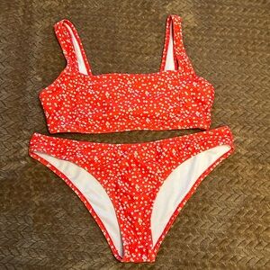 SHEIN red and white flower bikini